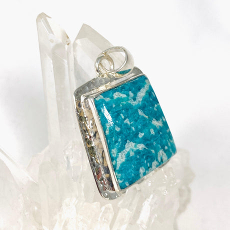 Amazonite rectangular pendant with hammered setting KPGJ3761 - Nature's Magick