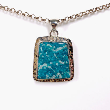 Amazonite rectangular pendant with hammered setting KPGJ3761 - Nature's Magick