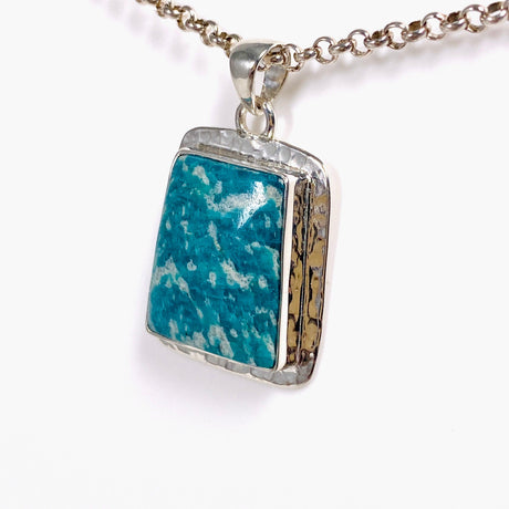 Amazonite rectangular pendant with hammered setting KPGJ3761 - Nature's Magick