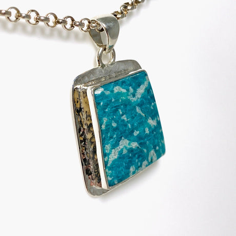 Amazonite rectangular pendant with hammered setting KPGJ3761 - Nature's Magick