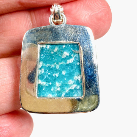 Amazonite rectangular pendant with hammered setting KPGJ3761 - Nature's Magick