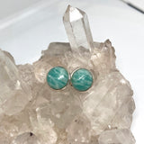 Amazonite Round Cabochon Bezel Set Stud Earrings 10mm PSE020