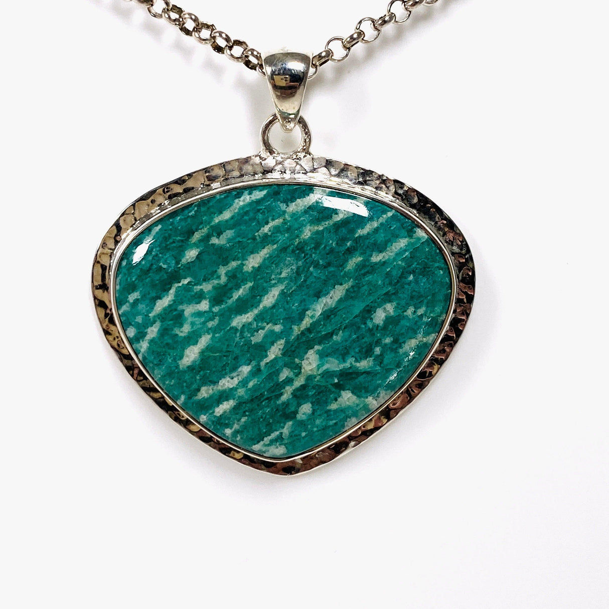 Amazonite teardrop pendant with a hammered setting KPGJ3753 - Nature's Magick