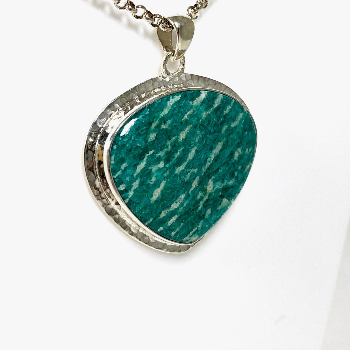 Amazonite teardrop pendant with a hammered setting KPGJ3753 - Nature's Magick