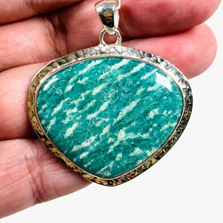 Amazonite teardrop pendant with a hammered setting KPGJ3753 - Nature's Magick