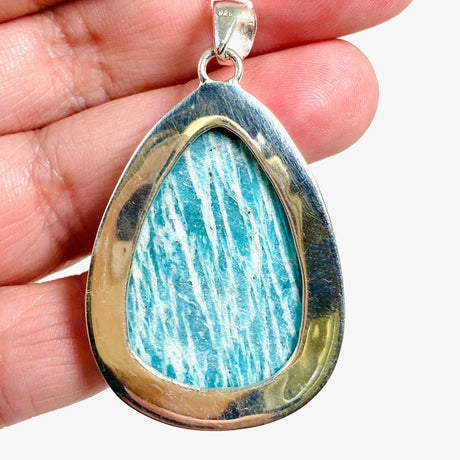 Amazonite teardrop pendant with a hammered setting KPGJ3754 - Nature's Magick