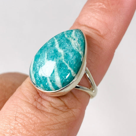 Amazonite teardrop ring s.8 KRGJ2892 - Nature's Magick