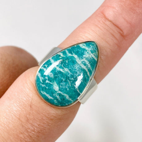 Amazonite teardrop ring s.9 KRGJ2893 - Nature's Magick