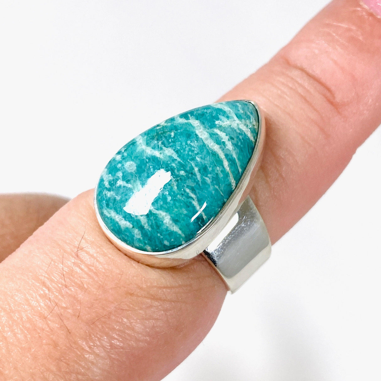 Amazonite teardrop ring s.9 KRGJ2893 - Nature's Magick