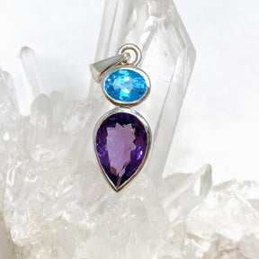 Amethyst and Blue Topaz Faceted Multi-stone Pendant PPGJ699 - Nature's Magick