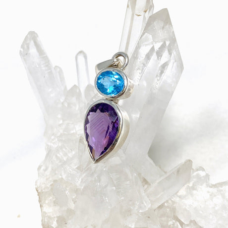 Amethyst and Blue Topaz Faceted Multi-stone Pendant PPGJ699 - Nature's Magick