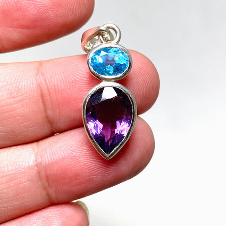 Amethyst and Blue Topaz Faceted Multi-stone Pendant PPGJ699 - Nature's Magick