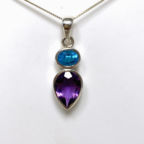 Amethyst and Blue Topaz Faceted Multi-stone Pendant PPGJ699 - Nature's Magick