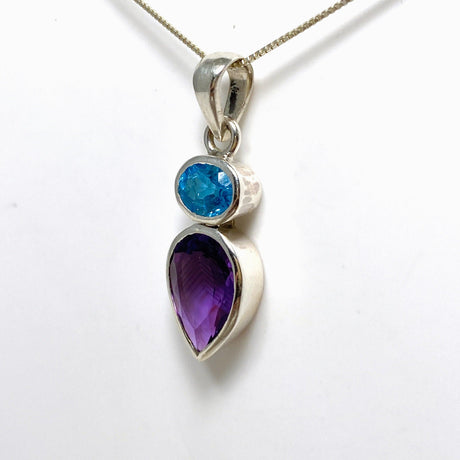 Amethyst and Blue Topaz Faceted Multi-stone Pendant PPGJ699 - Nature's Magick