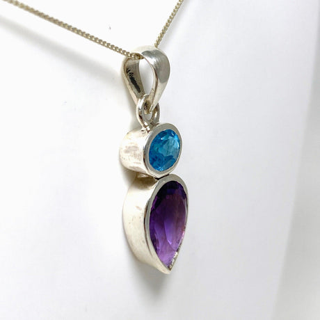 Amethyst and Blue Topaz Faceted Multi-stone Pendant PPGJ699 - Nature's Magick