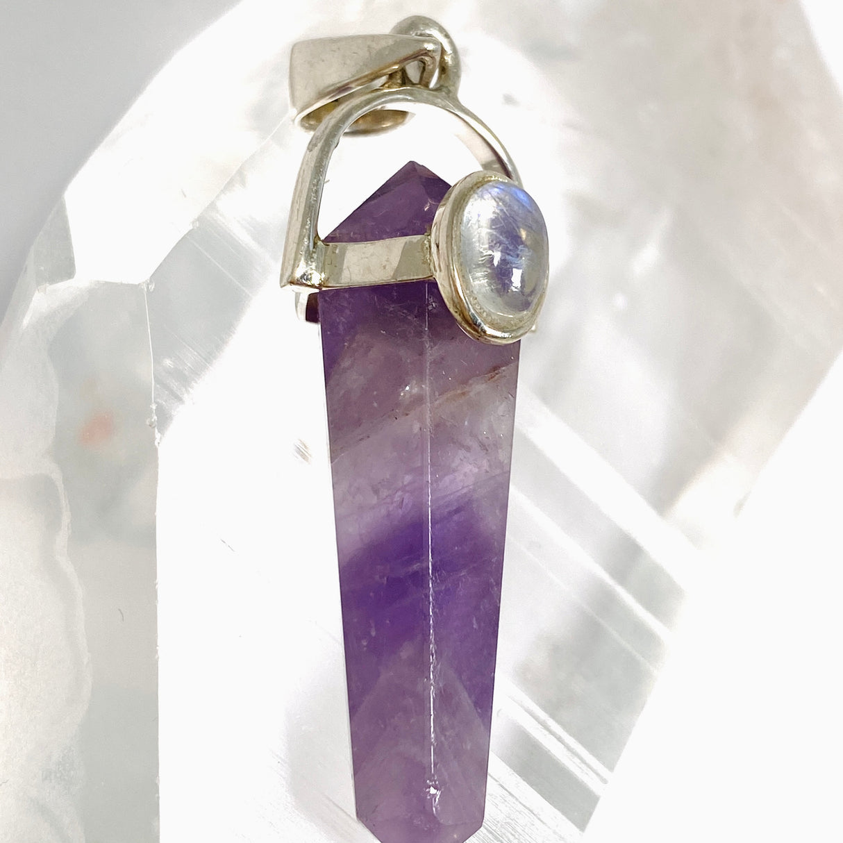 Amethyst Double Point Pendant with Moonstone Accent Stone PPGJ1230