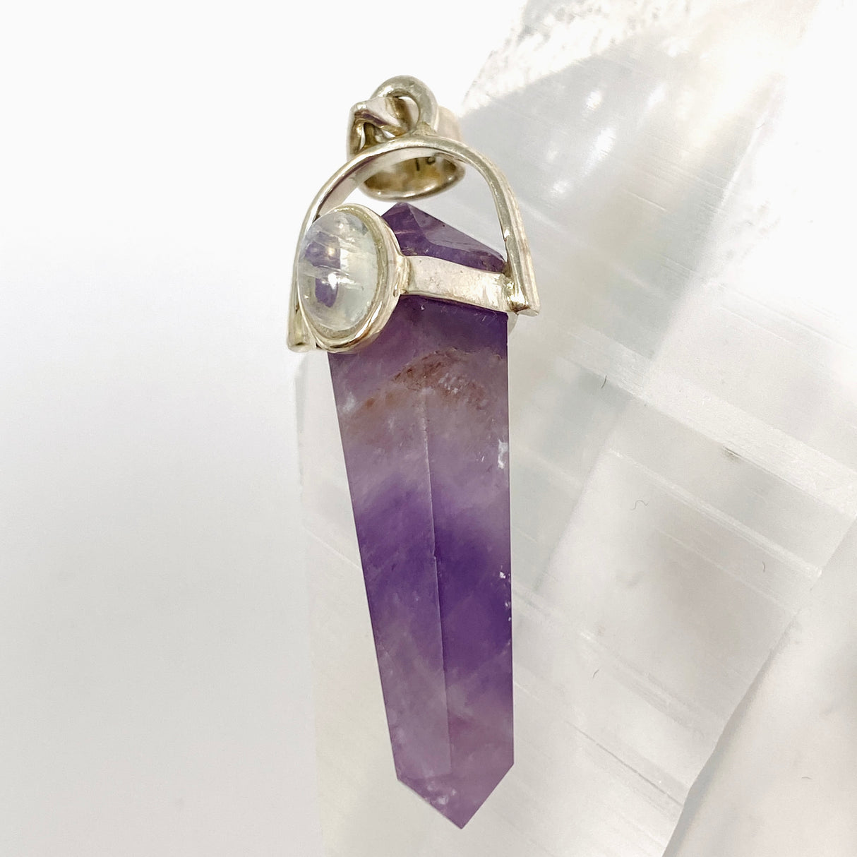 Amethyst Double Point Pendant with Moonstone Accent Stone PPGJ1230