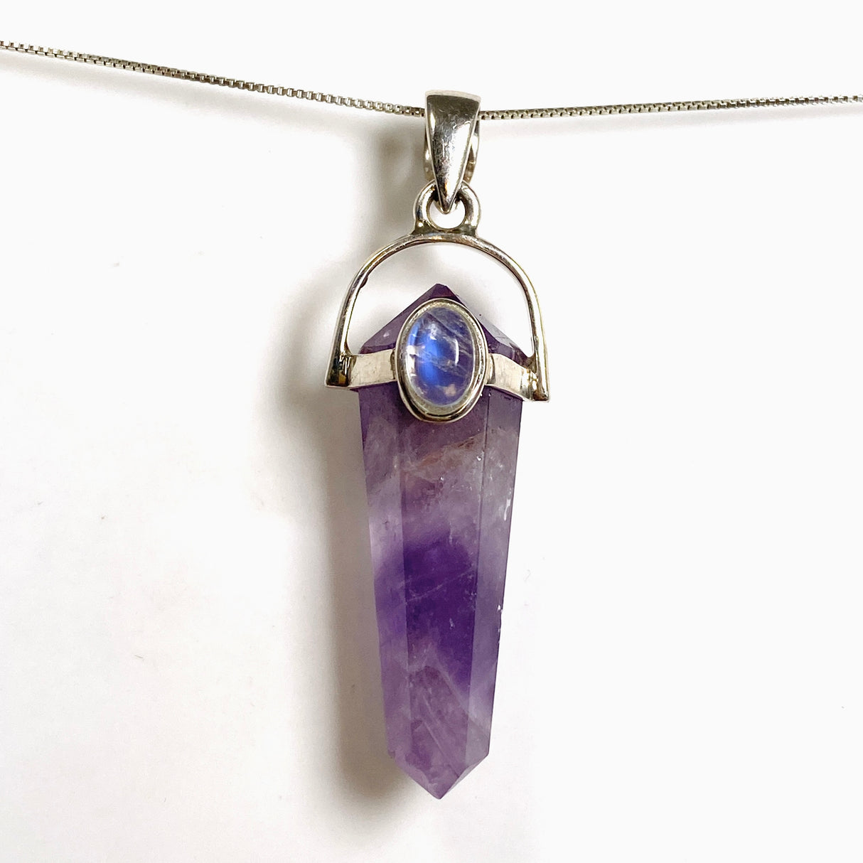 Amethyst Double Point Pendant with Moonstone Accent Stone PPGJ1230
