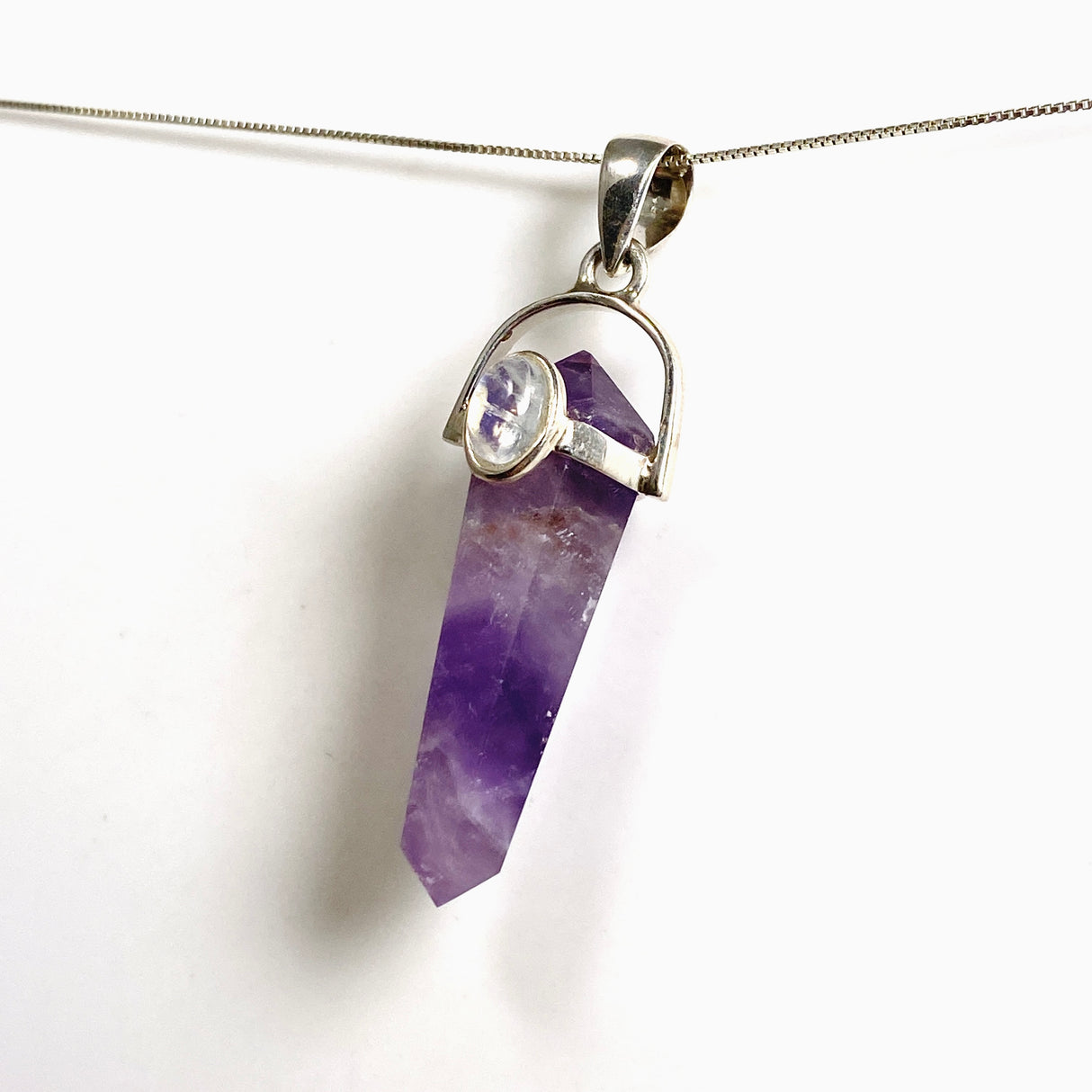 Amethyst Double Point Pendant with Moonstone Accent Stone PPGJ1230