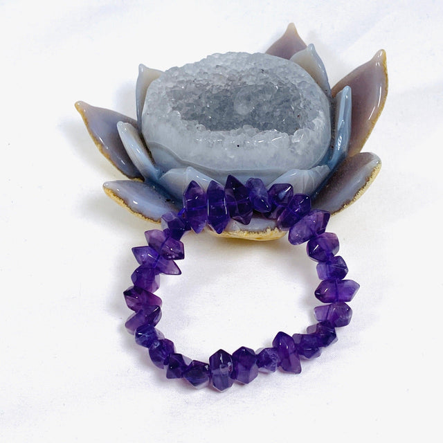 Amethyst Double Terminated Crystal Bead Bracelet - Nature's Magick