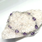 Amethyst faceted gemstones in 925 silver bezel setting bracelet PBGJ015