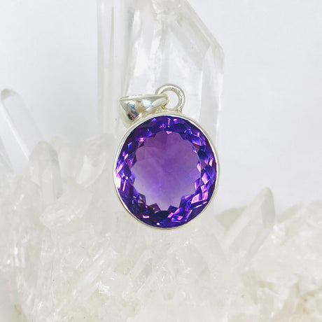 Amethyst faceted oval pendant KPGJ3934 - Nature's Magick