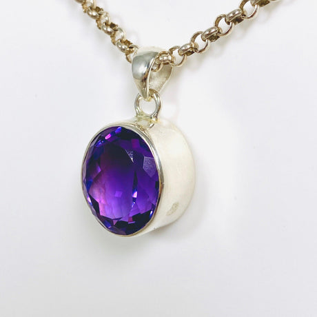 Amethyst faceted oval pendant KPGJ3934 - Nature's Magick