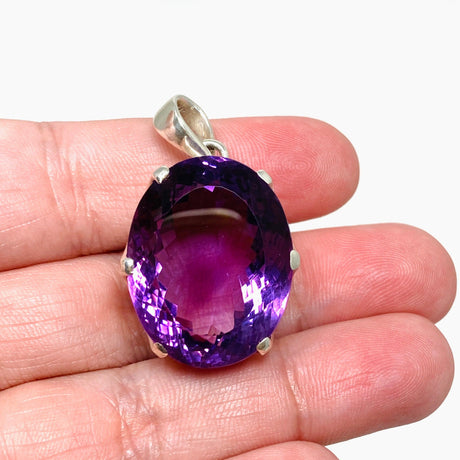 Amethyst Faceted Oval Pendant PPGJ698 - Nature's Magick