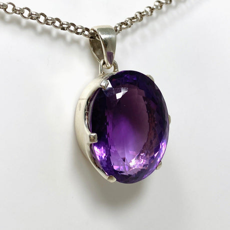 Amethyst Faceted Oval Pendant PPGJ698 - Nature's Magick