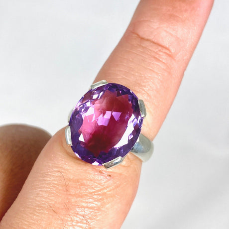 Amethyst faceted oval ring s.8 KRGJ2966 - Nature's Magick