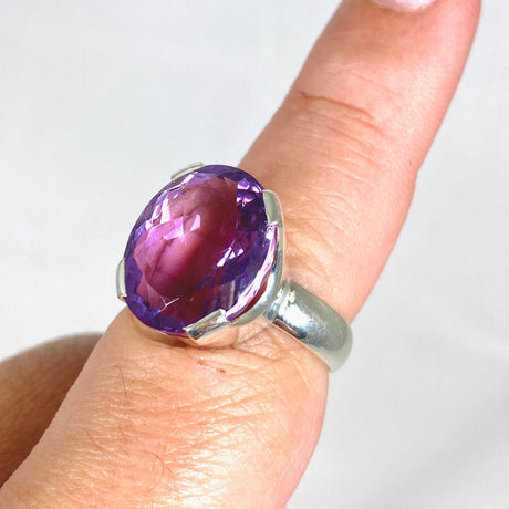 Amethyst faceted oval ring s.8 KRGJ2966 - Nature's Magick