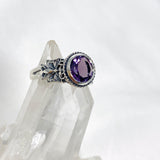 Amethyst Faceted Round Ring in a Decorative Setting R3671 - Nature's Magick