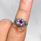 Amethyst Faceted Round Ring in a Decorative Setting R3671 - Nature's Magick