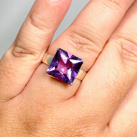 Amethyst Faceted Square Ring Size 11 PRGJ424 - Nature's Magick