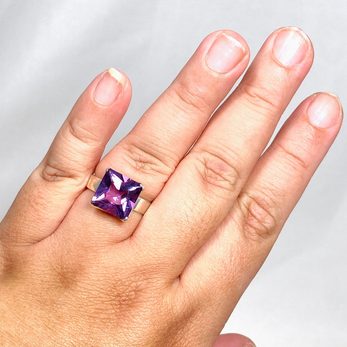 Amethyst Faceted Square Ring Size 11 PRGJ424 - Nature's Magick