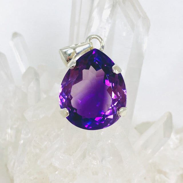 Amethyst faceted teardrop pendant KPGJ3928 - Nature's Magick