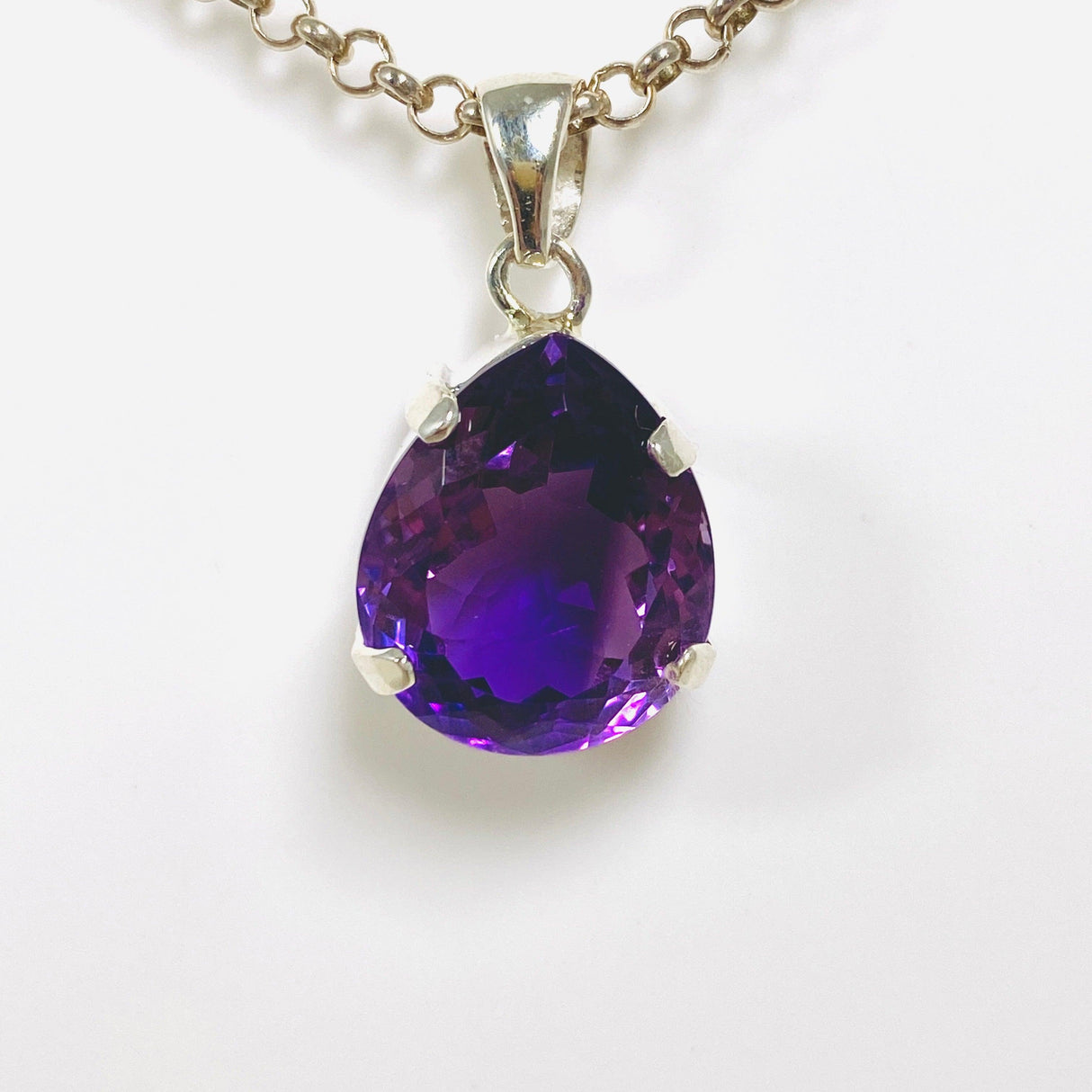 Amethyst faceted teardrop pendant KPGJ3928 - Nature's Magick