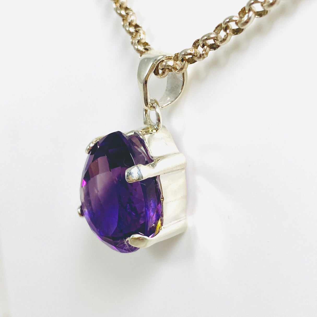 Amethyst faceted teardrop pendant KPGJ3928 - Nature's Magick