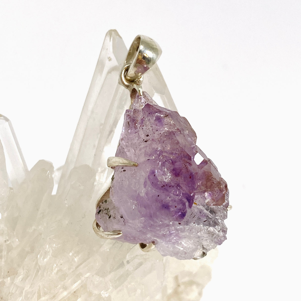 Amethyst Flower Raw Crystal Pendant PPGJ1294