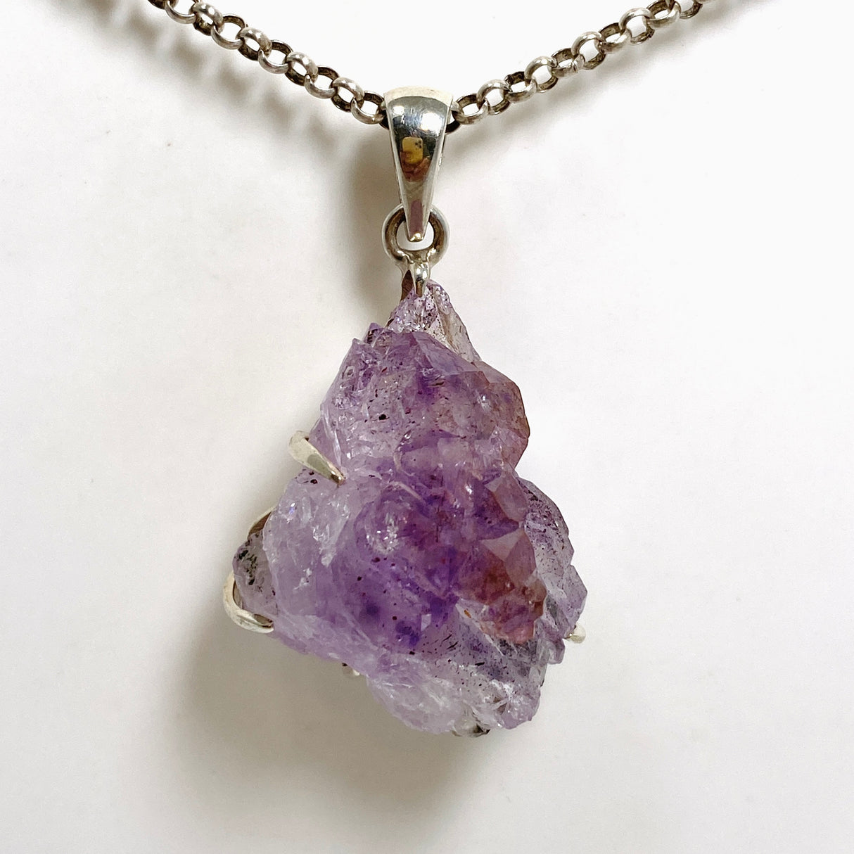 Amethyst Flower Raw Crystal Pendant PPGJ1294