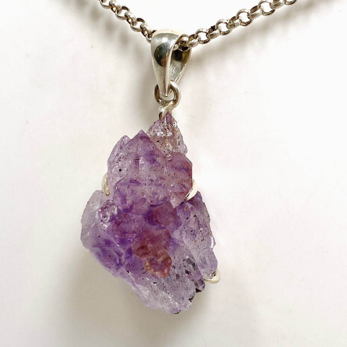 Amethyst Flower Raw Crystal Pendant PPGJ1294