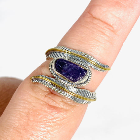 Amethyst- Leaf Setting Raw Rings R4224 - Nature's Magick