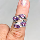 Amethyst Multi-stone Faceted Teardrop Ring R3815 - Nature's Magick