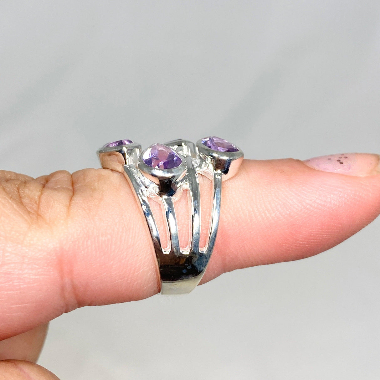 Amethyst Multi-stone Faceted Teardrop Ring R3815 - Nature's Magick