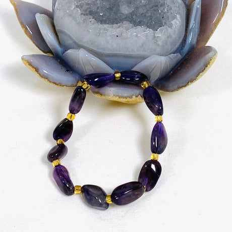 Amethyst Nugget Bracelet with Gold Bead - Nature's Magick