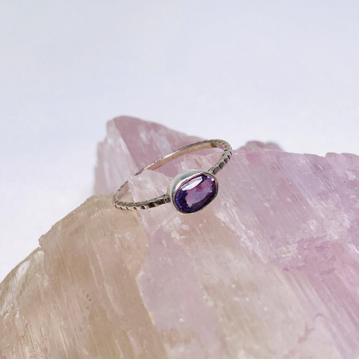 Amethyst Oval Faceted Fine Band Ring R3750-AM - Nature's Magick