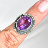 Amethyst oval ring with silver detailing s.6 KRGJ2955 - Nature's Magick