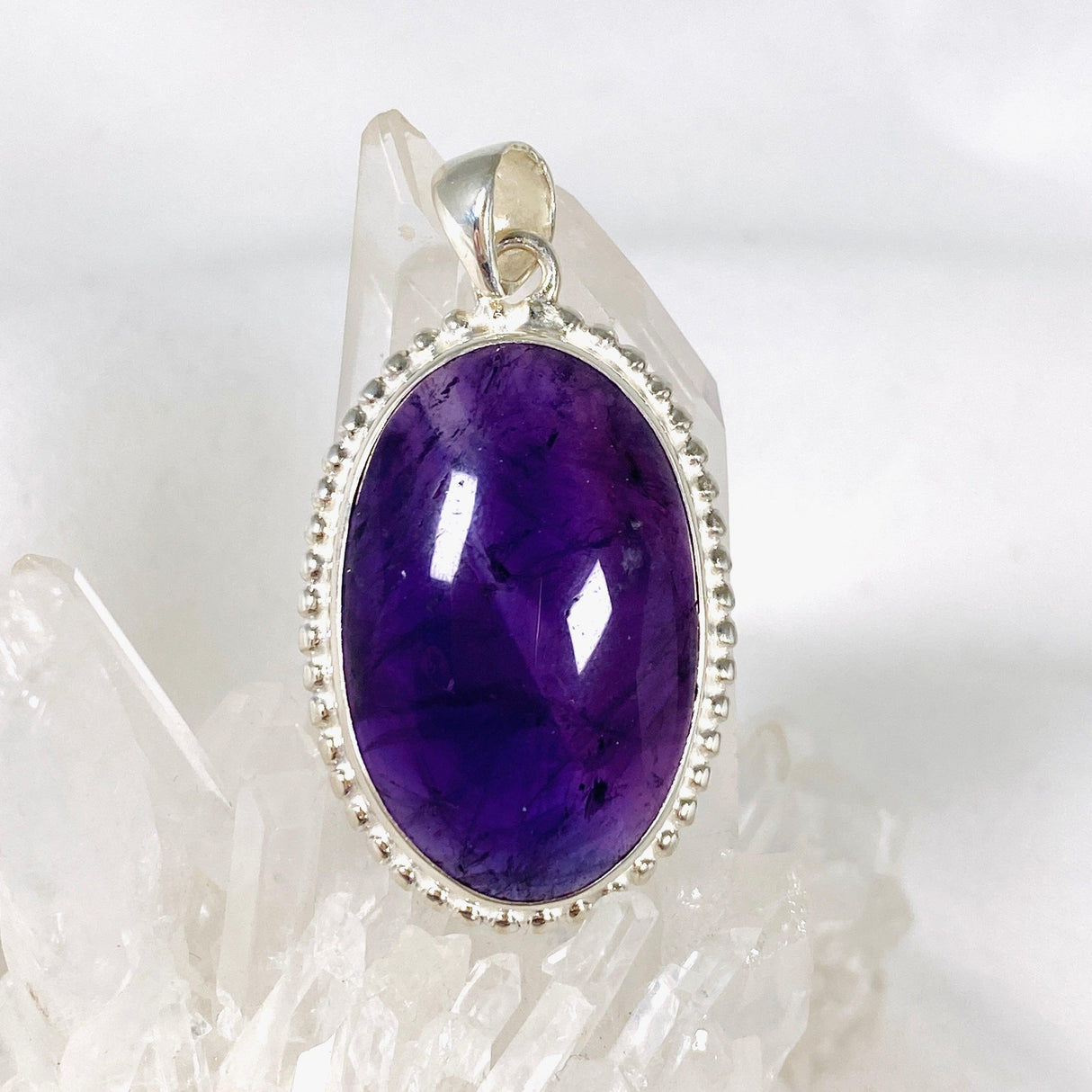 Amethyst oval silver detailing pendant KPGJ3964 - Nature's Magick