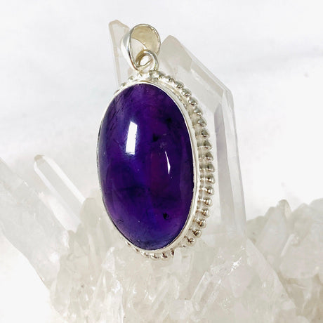 Amethyst oval silver detailing pendant KPGJ3964 - Nature's Magick