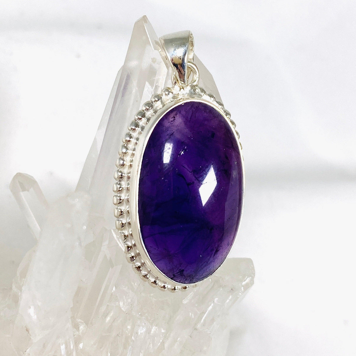 Amethyst oval silver detailing pendant KPGJ3964 - Nature's Magick